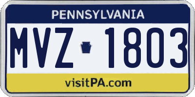 PA license plate MVZ1803