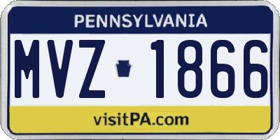 PA license plate MVZ1866