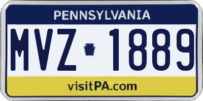 PA license plate MVZ1889