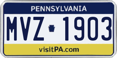 PA license plate MVZ1903
