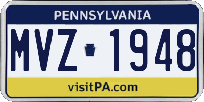 PA license plate MVZ1948