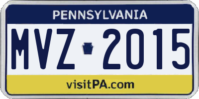 PA license plate MVZ2015