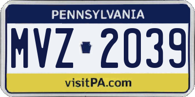 PA license plate MVZ2039