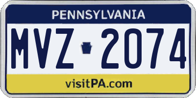 PA license plate MVZ2074