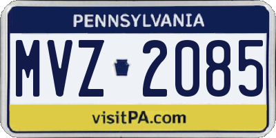 PA license plate MVZ2085