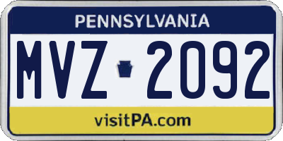 PA license plate MVZ2092