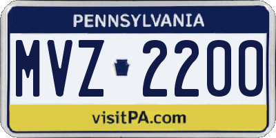 PA license plate MVZ2200