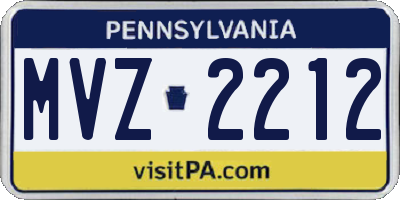 PA license plate MVZ2212