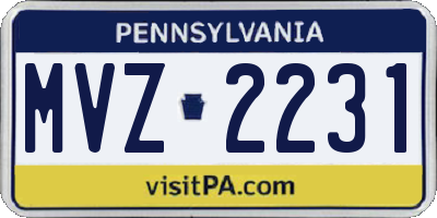 PA license plate MVZ2231