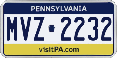 PA license plate MVZ2232
