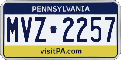 PA license plate MVZ2257