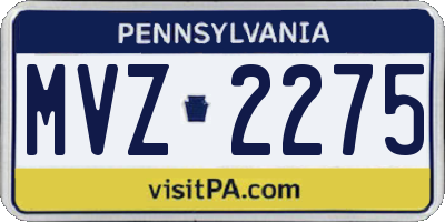 PA license plate MVZ2275