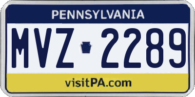 PA license plate MVZ2289