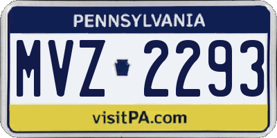 PA license plate MVZ2293