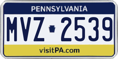 PA license plate MVZ2539