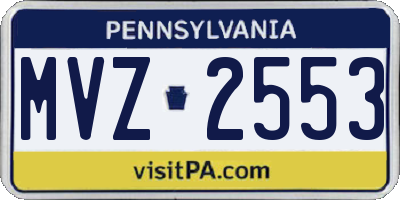 PA license plate MVZ2553
