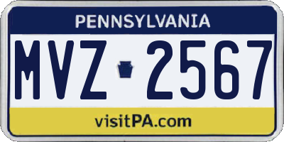 PA license plate MVZ2567