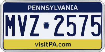PA license plate MVZ2575
