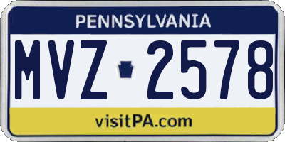 PA license plate MVZ2578