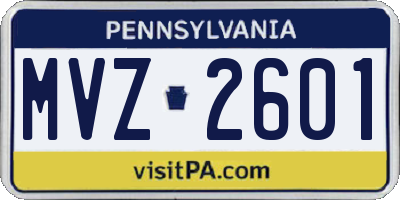 PA license plate MVZ2601