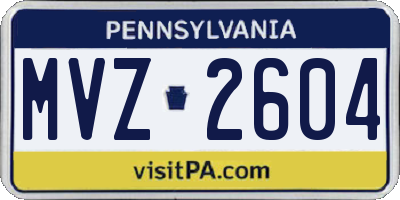 PA license plate MVZ2604