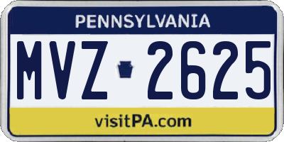 PA license plate MVZ2625