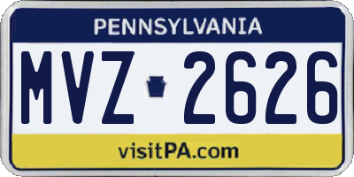 PA license plate MVZ2626