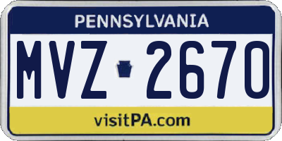PA license plate MVZ2670