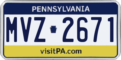 PA license plate MVZ2671