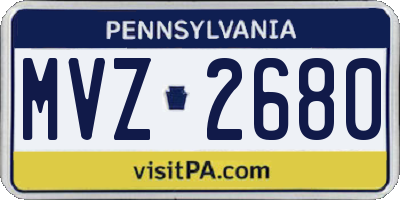 PA license plate MVZ2680