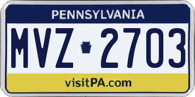 PA license plate MVZ2703