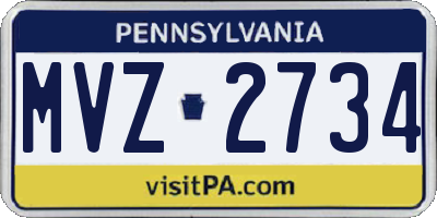 PA license plate MVZ2734