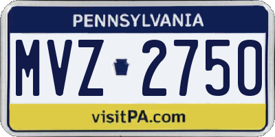 PA license plate MVZ2750
