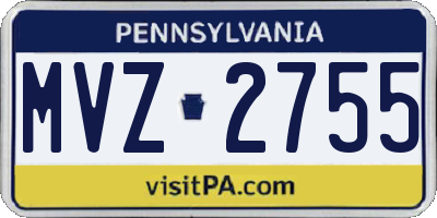 PA license plate MVZ2755
