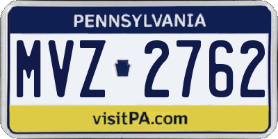 PA license plate MVZ2762