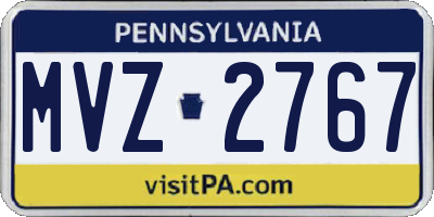 PA license plate MVZ2767