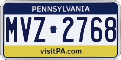 PA license plate MVZ2768