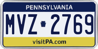 PA license plate MVZ2769