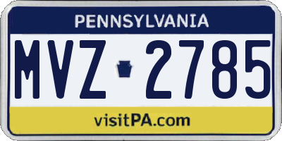 PA license plate MVZ2785