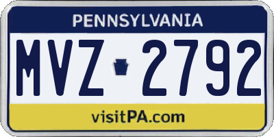 PA license plate MVZ2792