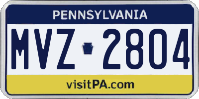 PA license plate MVZ2804