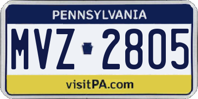 PA license plate MVZ2805