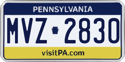 PA license plate MVZ2830