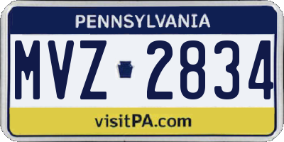 PA license plate MVZ2834