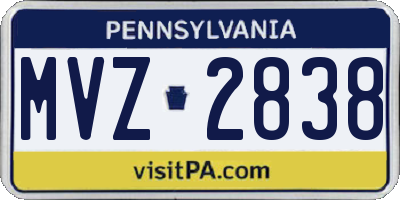 PA license plate MVZ2838