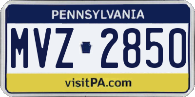 PA license plate MVZ2850