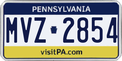 PA license plate MVZ2854