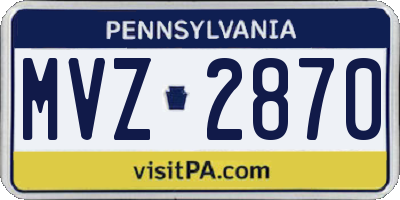 PA license plate MVZ2870