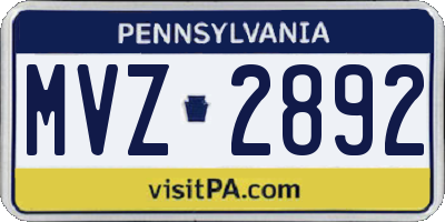 PA license plate MVZ2892