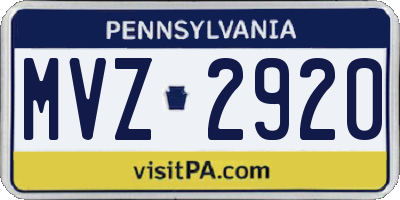 PA license plate MVZ2920